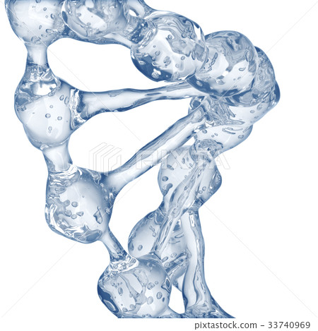 3d illustration of DNA molecule model from water. 33740969