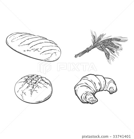 Vector Sketch White Loaf Bread Croissant Set Stock Illustration 33741401 Pixta Find the perfect loaf of bread drawing stock illustrations from getty images. https www pixtastock com illustration 33741401