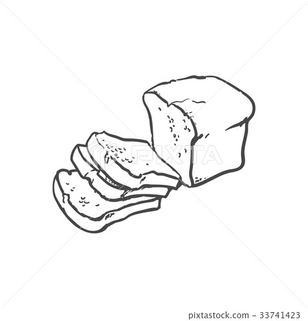 vector sketch dark brown sliced bread isolated 33741423