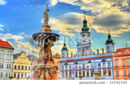 Samson Fountain in Ceske Budejovice Czech Republic 33742330
