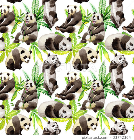Panda wild animal pattern in a watercolor style. Panda wild animal pattern in a watercolor style. 33742364