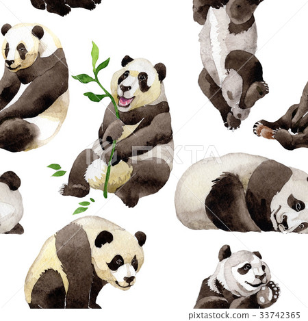 Panda wild animal pattern in a watercolor style. 33742365