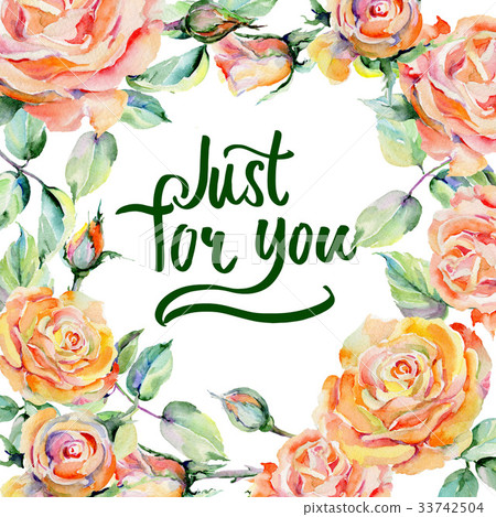 Wildflower rose flower frame in a watercolor style Wildflower rose flower frame in a watercolor style 33742504