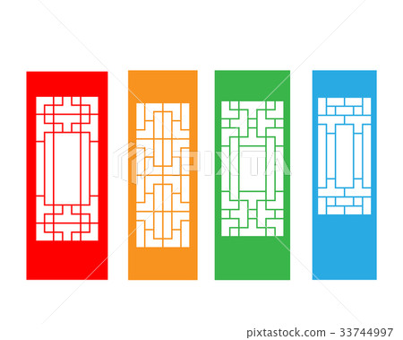 Set of Korean door isolated on white, vector 33744997