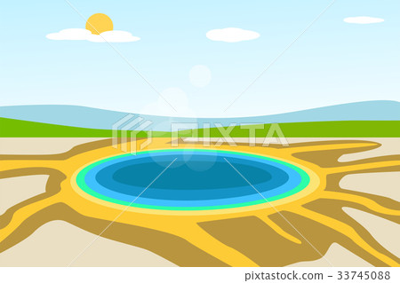 Yellowstone lake landscape in vector design 33745088