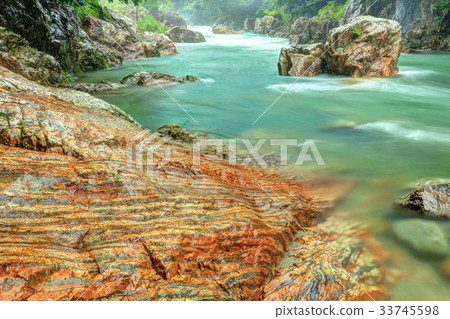 Rain Otogawa River tiger rock Rain Otogawa River tiger rock 33745598