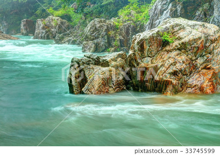 Rain Otogawa River tiger rock Rain Otogawa River tiger rock 33745599