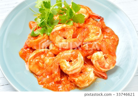 Attention) The color is somewhat dull at the time of CMYK conversion. "Shrimp chilli" Chinese food. Attention) The color is somewhat dull at the time of CMYK conversion. "Shrimp chilli" Chinese food. 33746621