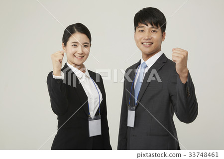 Interview, business man, business woman, new employee, job 33748461