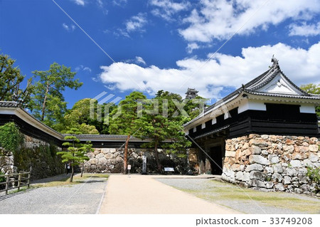 Kochi城堡Otemon Tsumumon Tenmon Honmaru宮殿黑鐵門在夏天 33749208