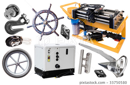 Isolated equipment and parts of modern yacht Isolated equipment and parts of modern yacht 33750580