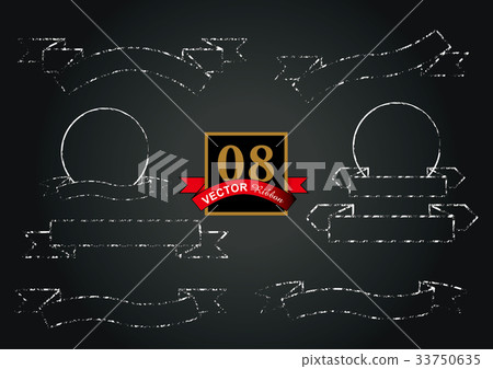 A set of chalk textured ribbons drawn on a blackboard | Ribbon Ornaments and Letters | Ribbon A set of chalk textured ribbons drawn on a blackboard | Ribbon Ornaments and Letters | Ribbon 33750635