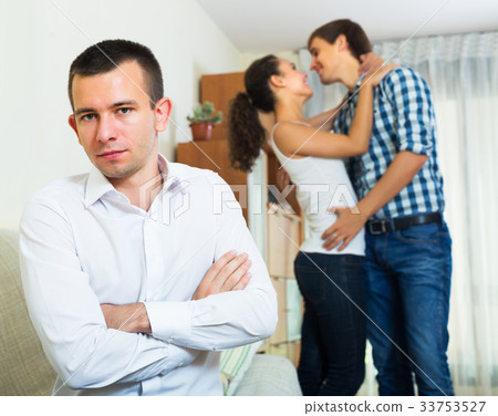 Ex-lover watching girlfriend leaving him Ex-lover watching girlfriend leaving him 33753527