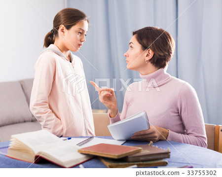 Mother teaches daughter Mother teaches daughter 33755302