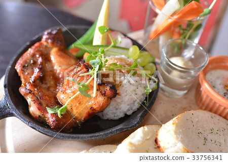 fried chicken rice and bread fried chicken rice and bread 33756341