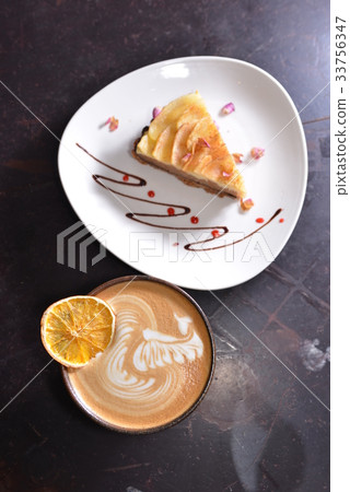 red apple pie and coffee 33756347