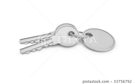 3d rendering of two isolated silver keys on a key - Stock Illustration ...