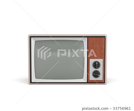 3d rendering of a turned-off retro TV with a big 33756961