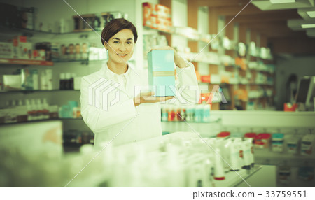 Female offering products of body care Female offering products of body care 33759551