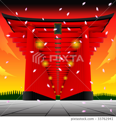 Torii gate on setset BG.Vector Illustration Torii gate on setset BG.Vector Illustration 33762941