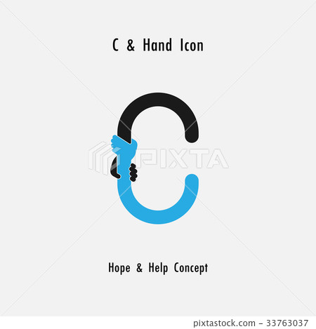 Creative C- alphabet icon abstract and hands icon Creative C- alphabet icon abstract and hands icon 33763037