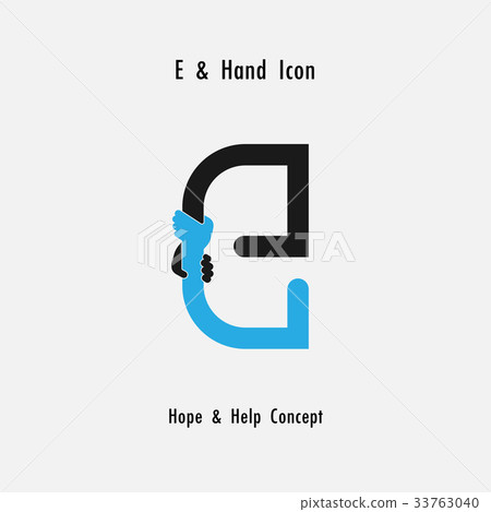 Creative E- alphabet icon abstract and hands icon  33763040