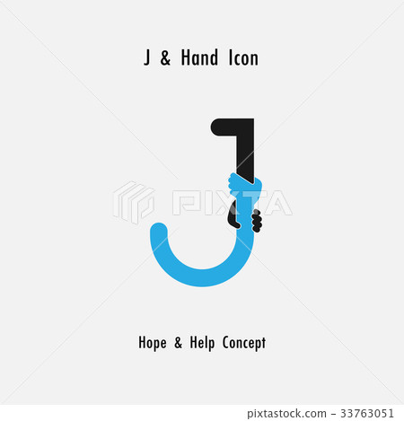 Creative J- alphabet icon abstract and hands icon  33763051