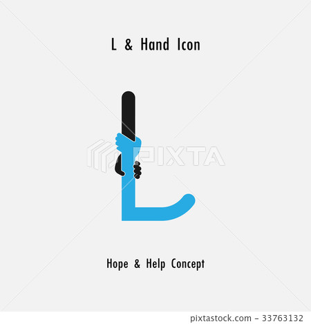 Creative L- alphabet icon abstract and hands icon Creative L- alphabet icon abstract and hands icon 33763132