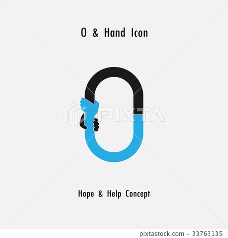 Creative O- alphabet icon abstract and hands icon Creative O- alphabet icon abstract and hands icon 33763135
