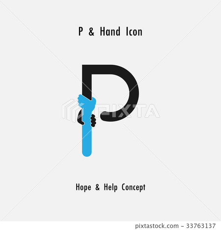 Creative P- alphabet icon abstract and hands icon  33763137