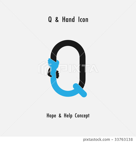 Creative Q- alphabet icon abstract and hands icon  33763138