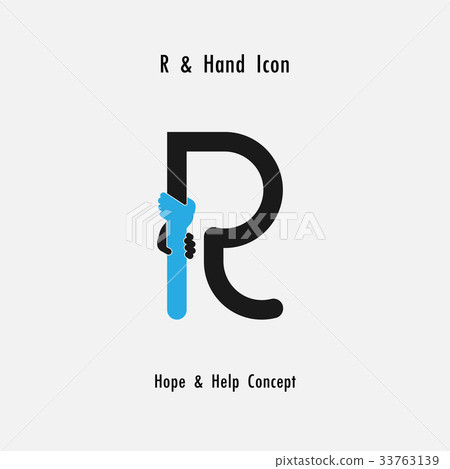 Creative R- alphabet icon abstract and hands icon Creative R- alphabet icon abstract and hands icon 33763139