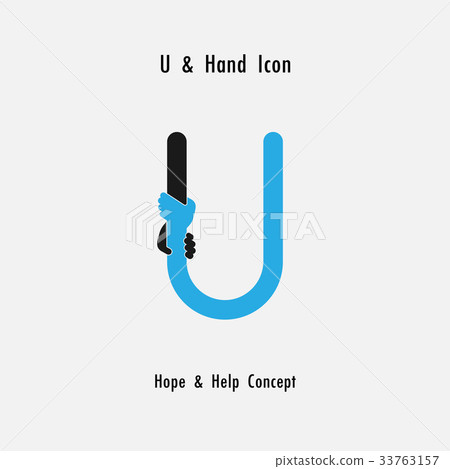 Creative U- alphabet icon abstract and hands icon Creative U- alphabet icon abstract and hands icon 33763157