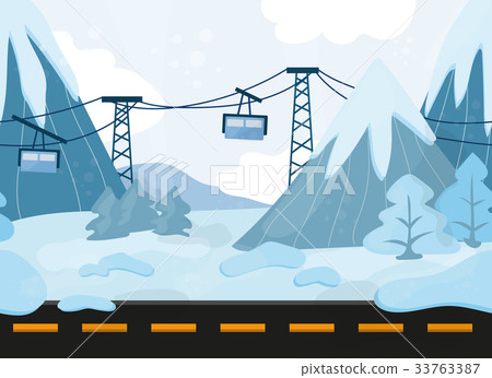 Seamless cartoon landscape, vector background with 33763387