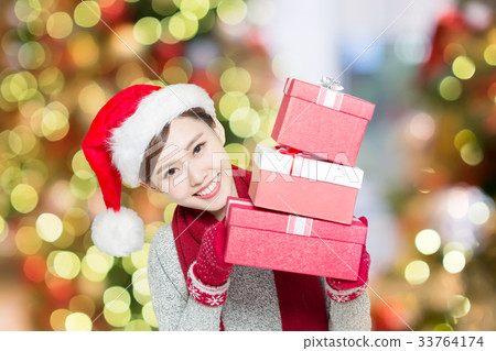 beauty woman with christmas beauty woman with christmas 33764174