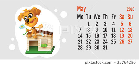 2018 year of yellow dog on Chinese calendar. Fun 33764286