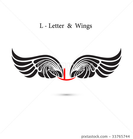 L-letter sign and angel wings.Monogram wing logo  33765744