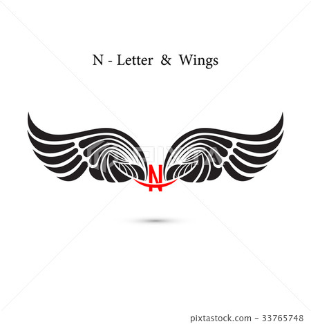 N-letter sign and angel wings.Monogram wing logo  33765748