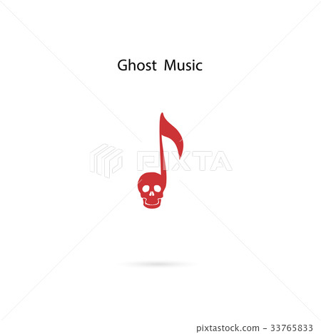 Musical note sign and human skull icon vector logo Musical note sign and human skull icon vector logo 33765833