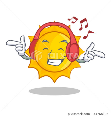 Listening music cute sun character cartoon Listening music cute sun character cartoon 33768196