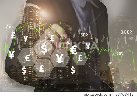 Businessman writing financial analysis graph Businessman writing financial analysis graph 33768412