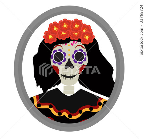Dia de los muertos Calavera Katrina icon. Day of 33768724