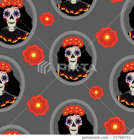 Dia de los muertos Calavera Katrina seamless 33768732