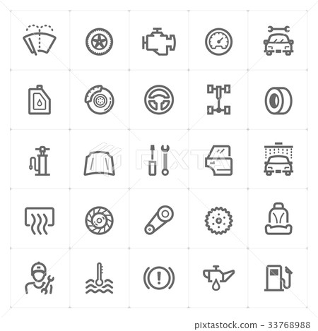 Mini Icon set - garage and auto part icon vector Mini Icon set - garage and auto part icon vector 33768988