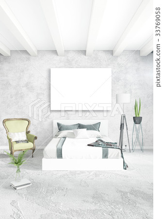 Vertical modern interior bedroom or living room 33769058