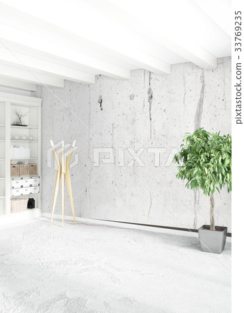 Modern loft interior bedroom or living room with 33769235