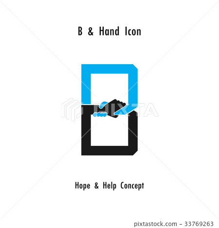 Creative B- alphabet icon abstract and hands icon Creative B- alphabet icon abstract and hands icon 33769263