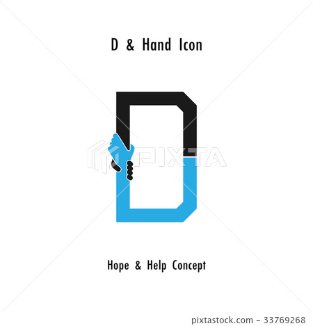 Creative D- alphabet icon abstract and hands icon Creative D- alphabet icon abstract and hands icon 33769268