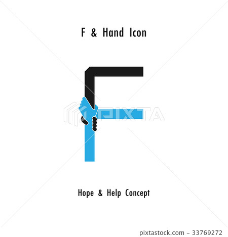 Creative F- alphabet icon abstract and hands icon  33769272
