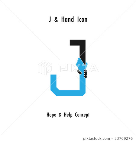 Creative J- alphabet icon abstract and hands icon Creative J- alphabet icon abstract and hands icon 33769276